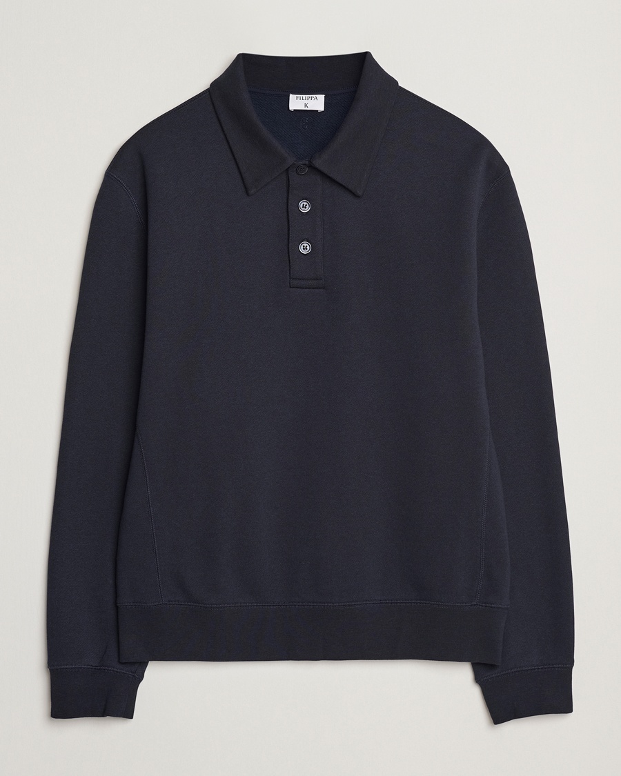 Herre | Strikkede pikéer | Filippa K | Polo Sweatshirt Navy