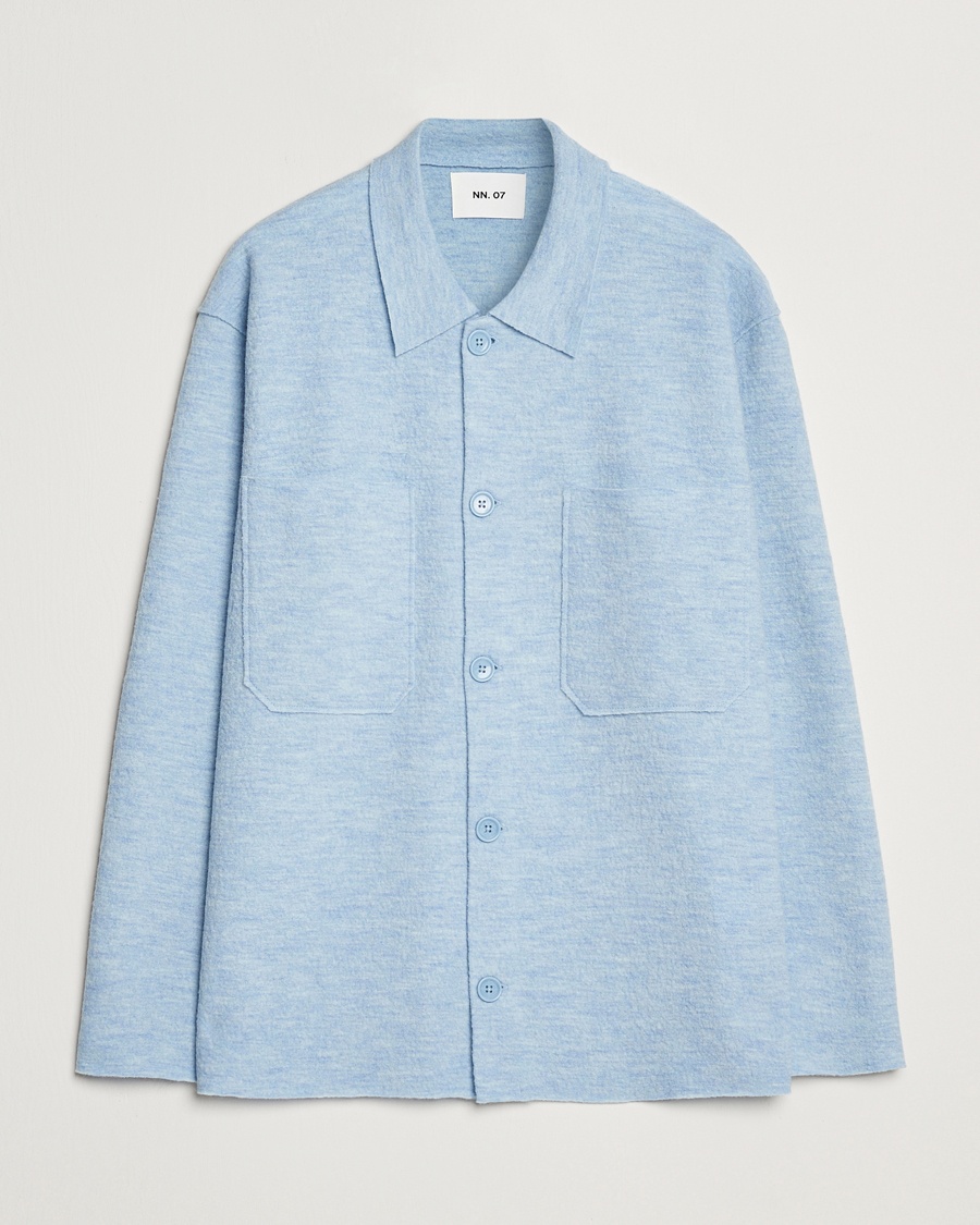 Herre | Cardigans | NN07 | Jonas Boiled Wool Cardigan Powder Blue