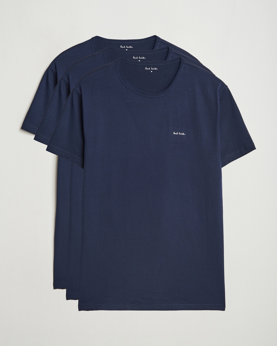 Paul Smith 3-Pack Crew Neck T-Shirt Navy – Blå