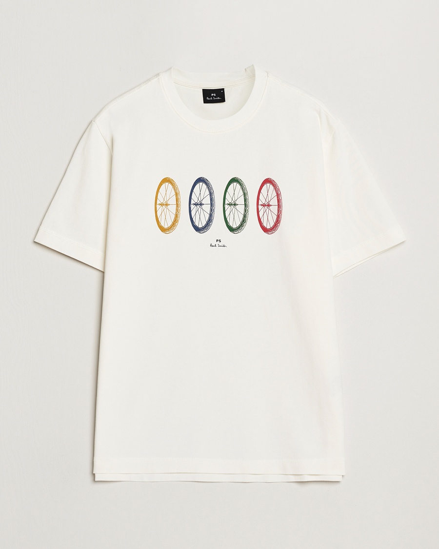Herre | PS Paul Smith | PS Paul Smith | Bike Tyres Crew Neck T-Shirt White