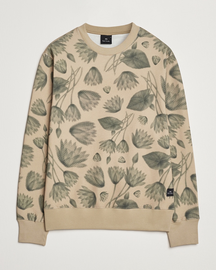 Herre | PS Paul Smith | PS Paul Smith | Flower Printed Crew Neck Sweatshirt Light Brown