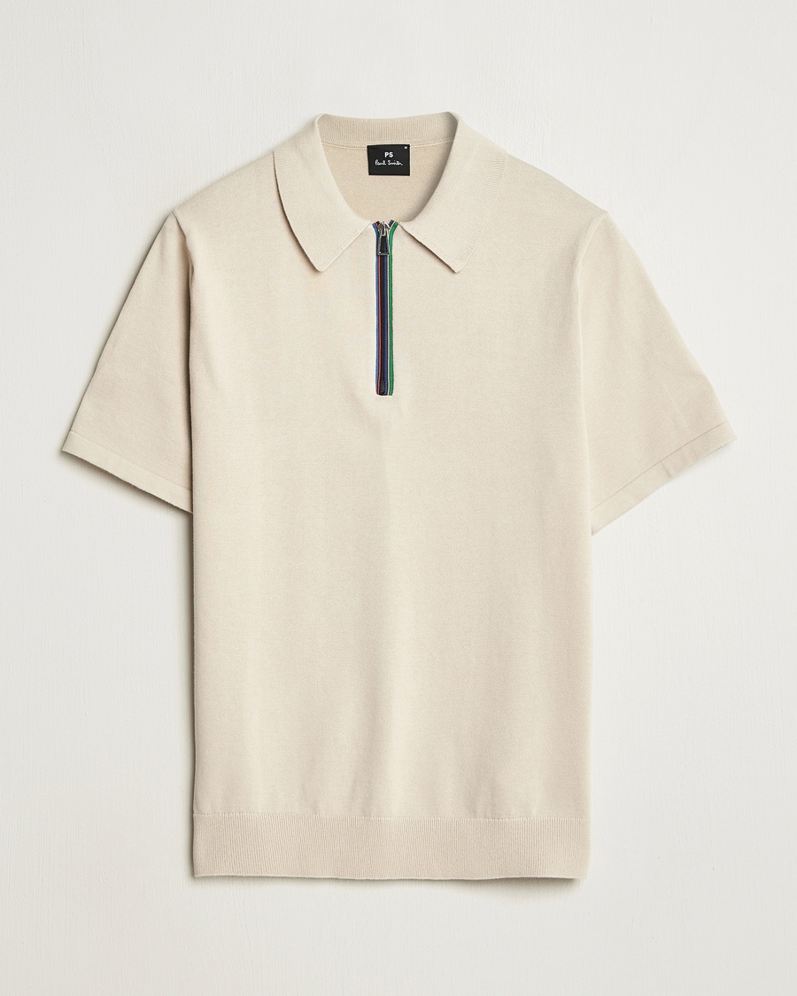 Herre | PS Paul Smith | PS Paul Smith | Cotton Knitted Half Zip Polo Off White