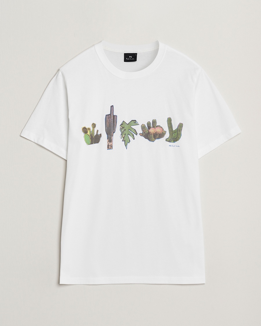 Herre | PS Paul Smith | PS Paul Smith | Cactus Line Up Printed T-Shirt White
