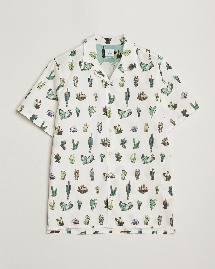 Herre | PS Paul Smith | PS Paul Smith | Cactus Line Up Short Sleeve Shirt White