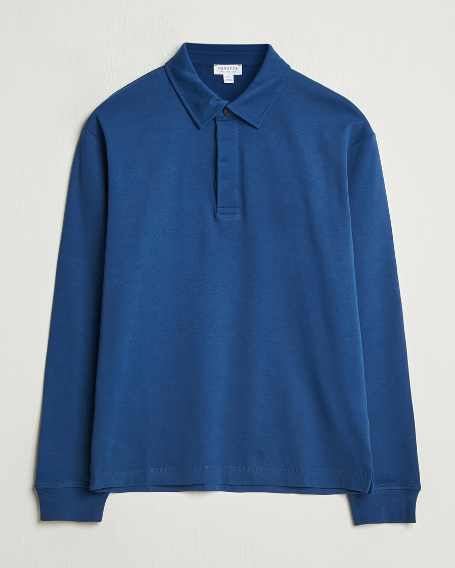Herre | Strikkede pikéer | Sunspel | Heavy Weight Polo Shirt Naval Blue