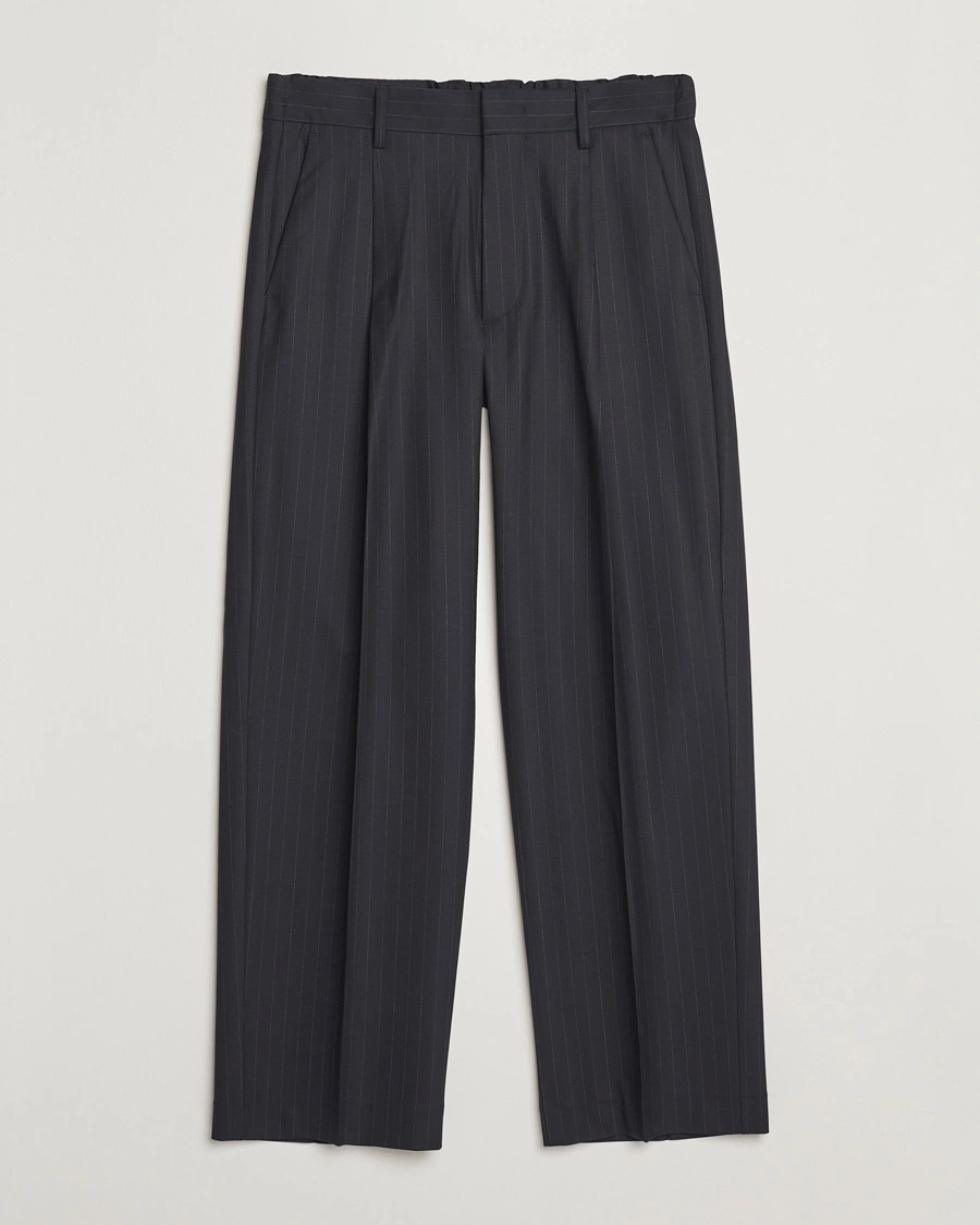 Herre | NN07 | NN07 | Kay Wool Pinstriped Drawstring Trousers Navy