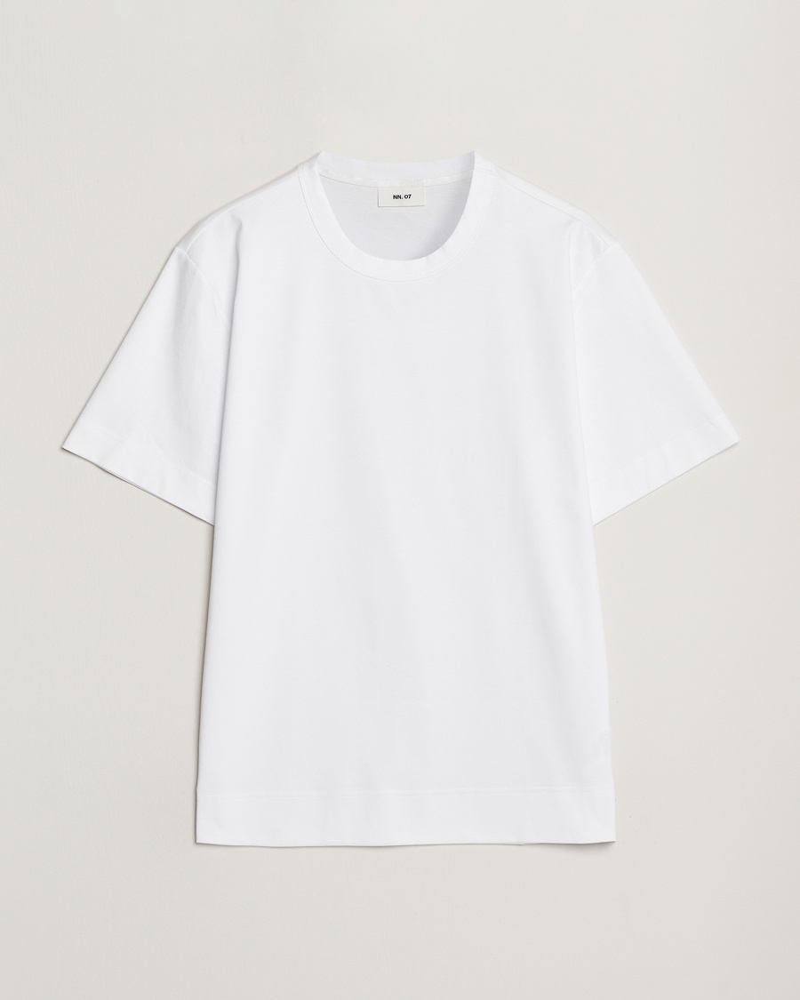 Herre | Business & Beyond - Casual | NN07 | Pedro Mercerized Crew Neck T-Shirt White