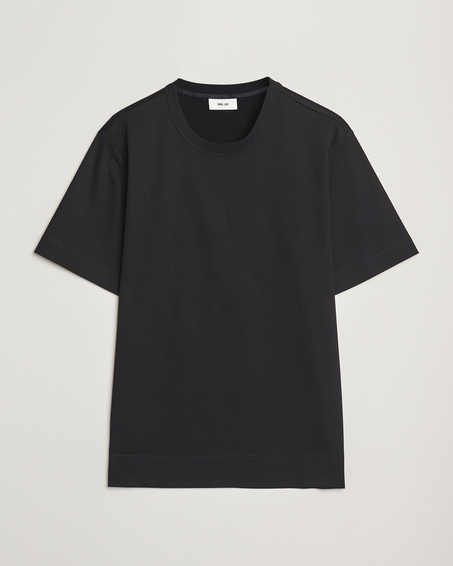 Herre | Business & Beyond - Casual | NN07 | Pedro Mercerized Crew Neck T-Shirt Black