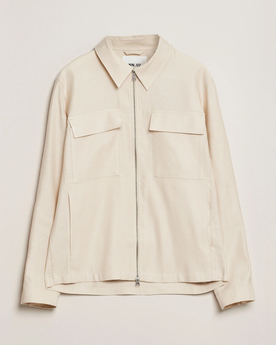 Herre | Klær | NN07 | Alban Cotton/Linen Overshirt Ivory