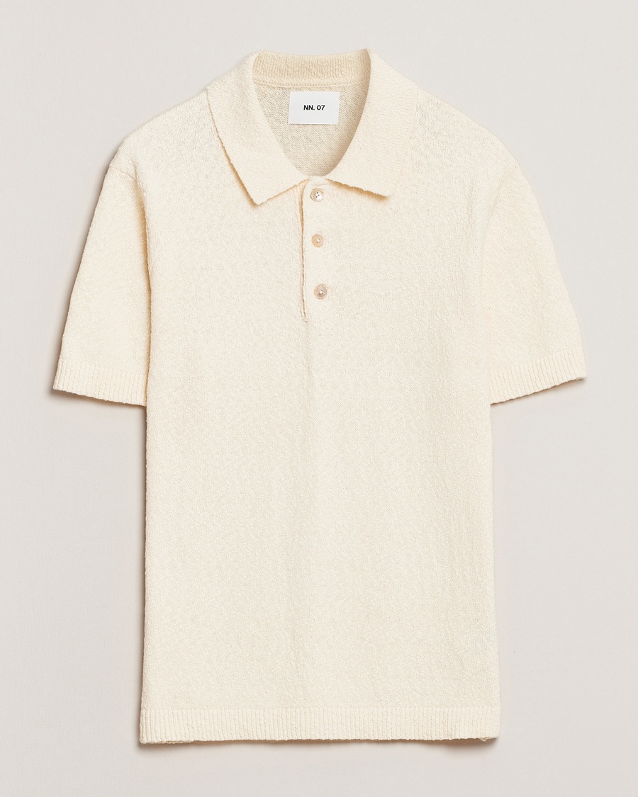 NN07 Randy Knitted Polo Ecru – Hvit