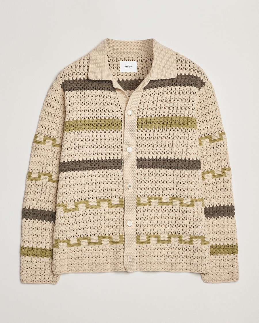 Herre | Cardigans | NN07 | Frank Crochet Knitted Cardigan Oat