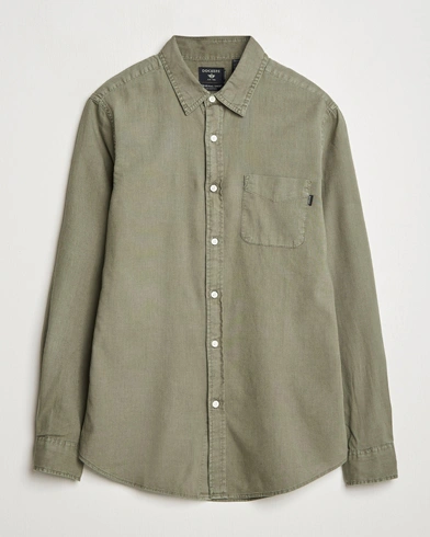 Herre | Linskjorter | Dockers | Slim Linen/Cotton Shirt Teal Leaf