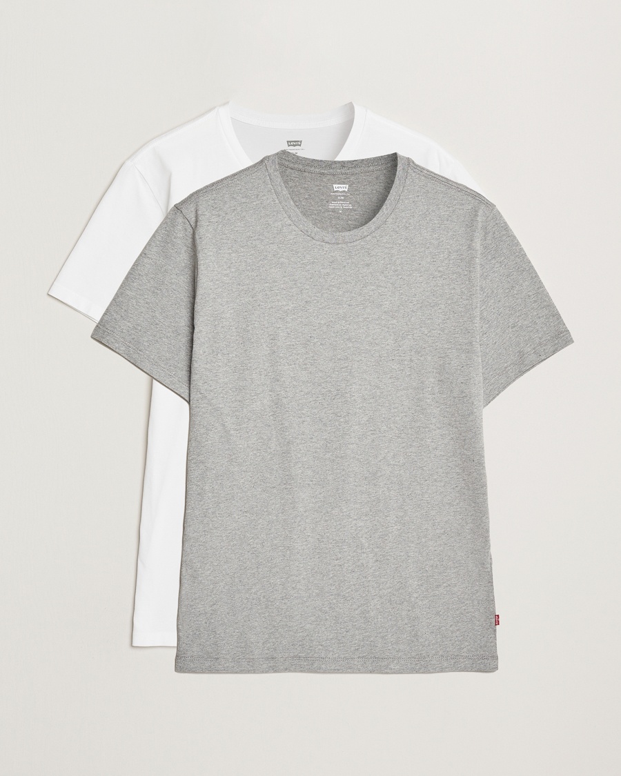 Levi's 2-Pack Crew Neck T-Shirt White/Grey Heather – Flerfarget