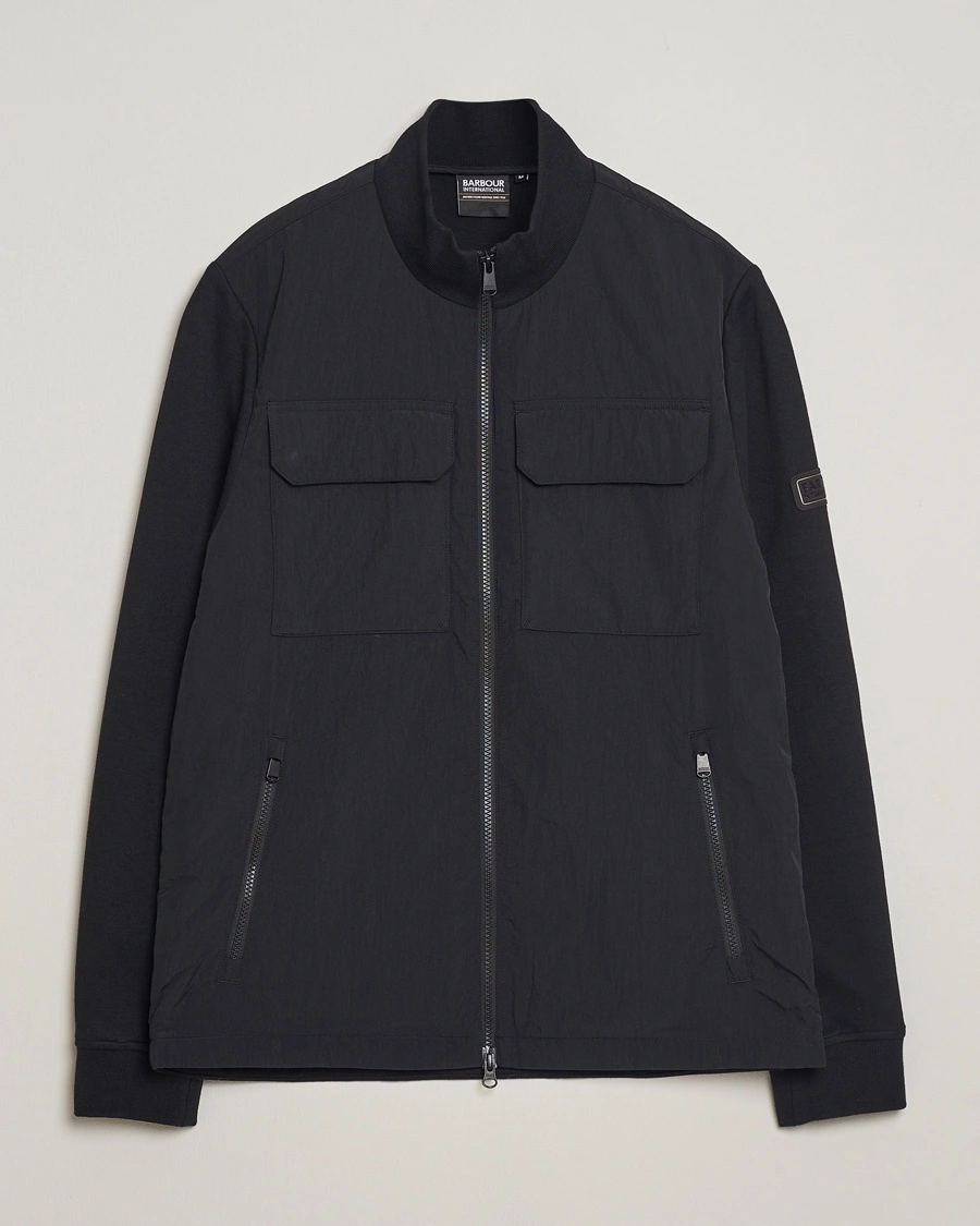 Herre | Full-zip | Barbour International | Ethan Funnel Neck Hybrid Sweat Black