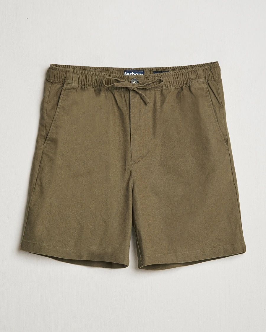 Herre | Linshorts | Barbour Lifestyle | Cotton/Linen Relaxed Shorts Light Sage