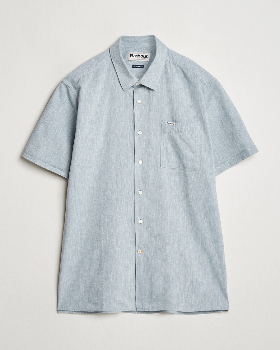 Barbour Lifestyle Nelson Short Sleeve Linen/Cotton Shirt Lead – Blå