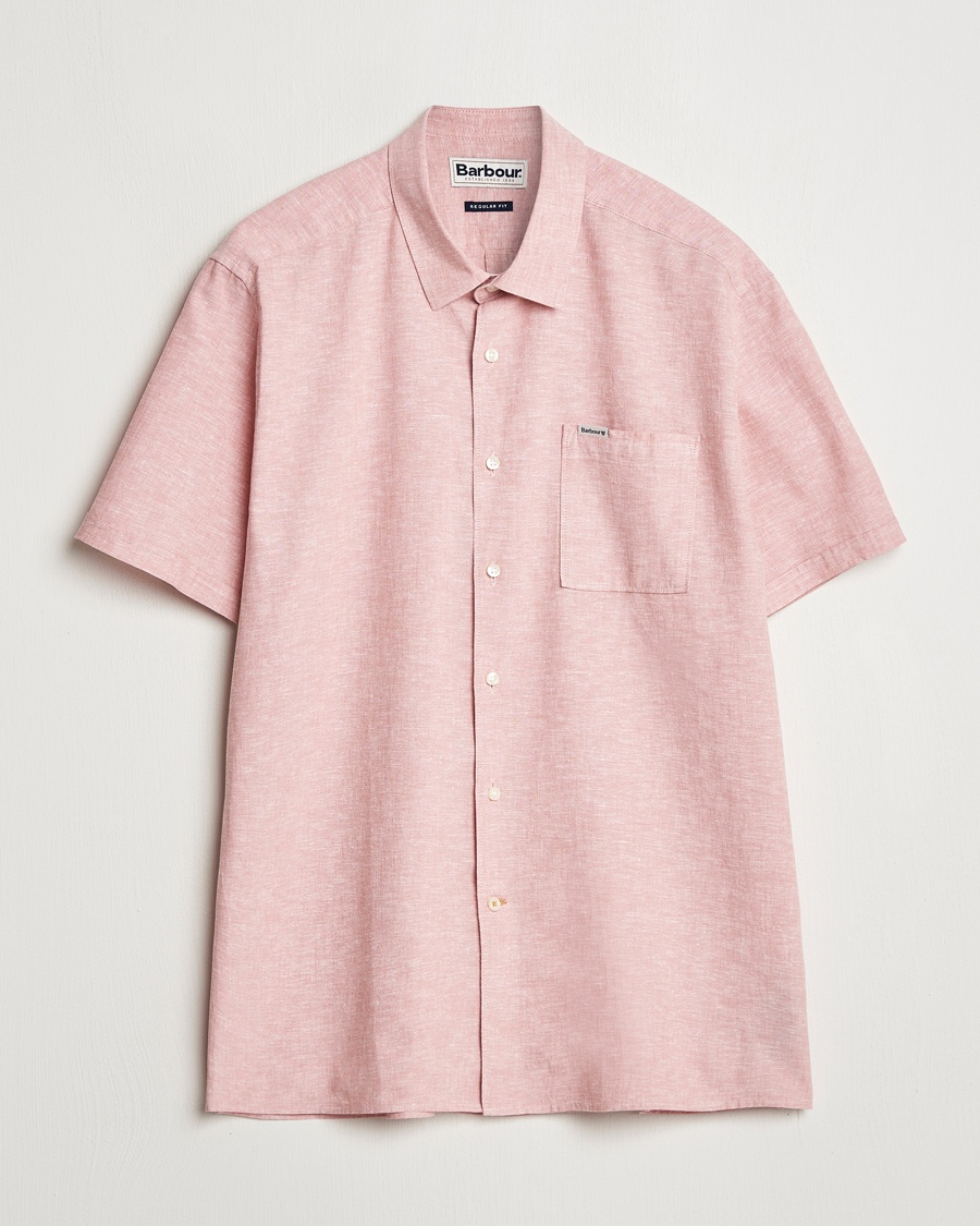 Herre | Kortermede skjorter | Barbour Lifestyle | Nelson Short Sleeve Linen/Cotton Shirt Pink Clay
