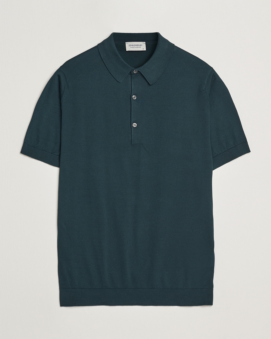 John Smedley Adrian Slim Fit Sea Island Polo Rain Forest – Grønn