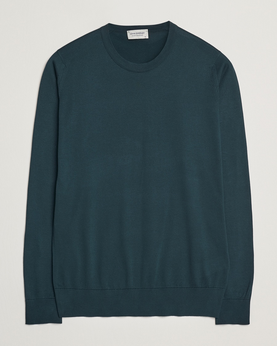 John Smedley Rowland Sea Island Crew Neck Pullover Rain Forest – Grønn