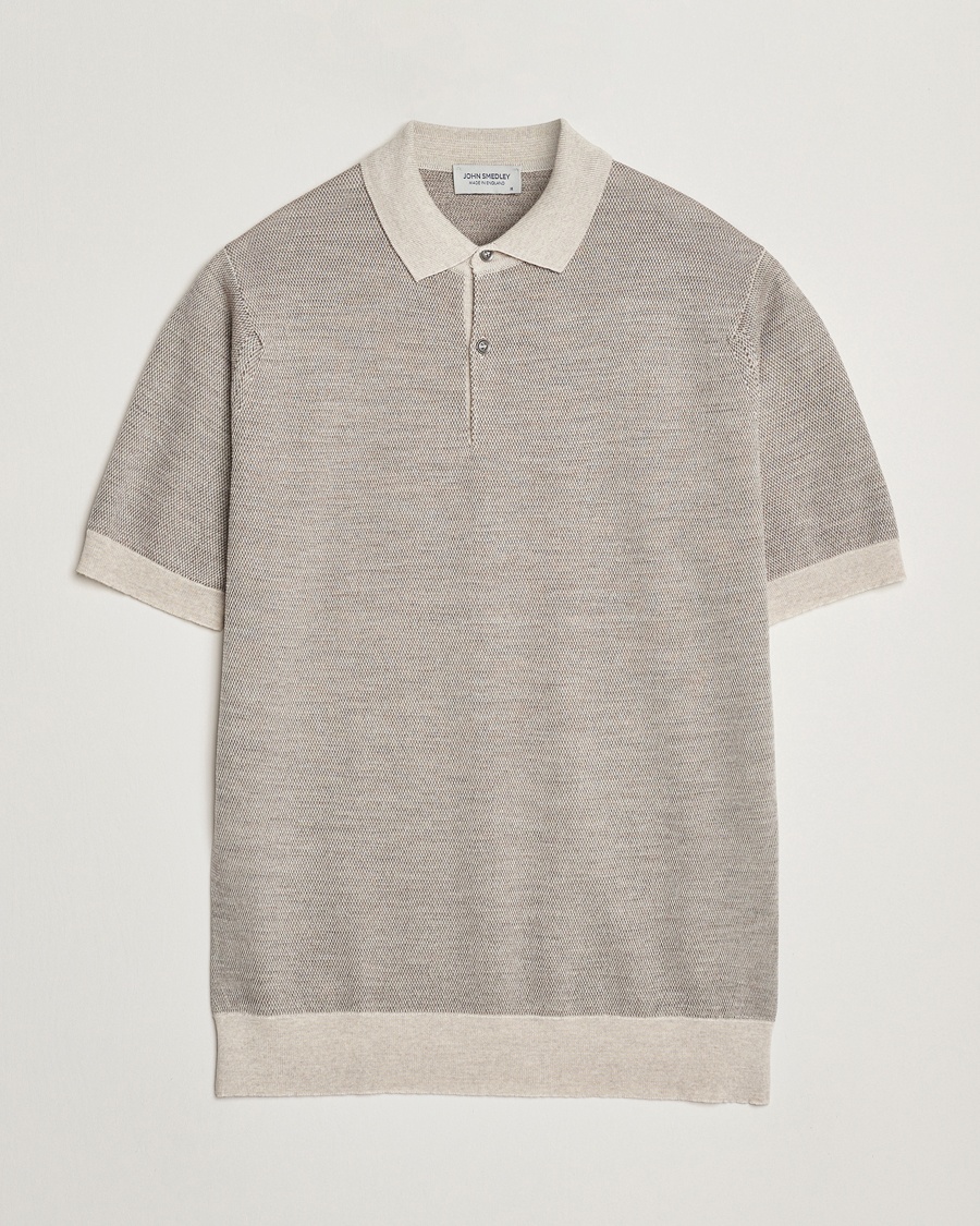Herre | Business & Beyond - Casual | John Smedley | 14 Singular Textured Polo Grey Fleece/Mushroom