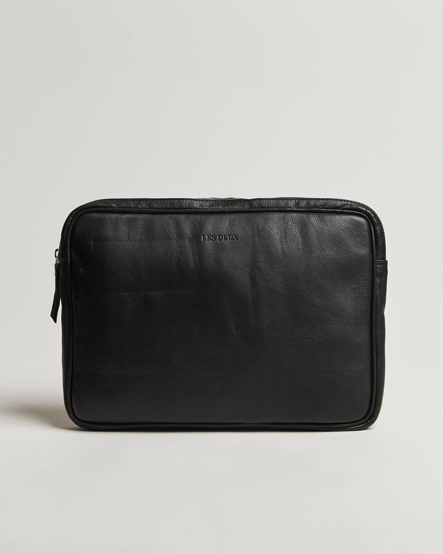 LES DEUX Leather Laptop Sleeve Black – Svart