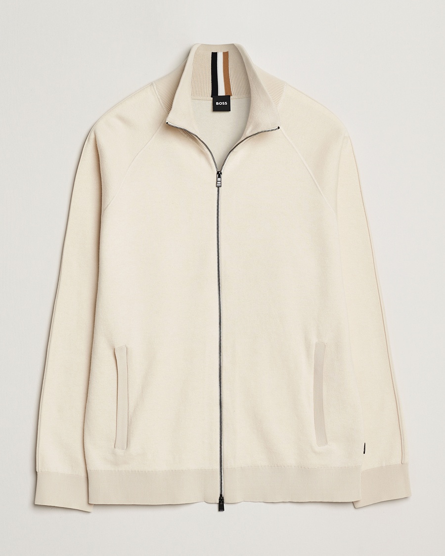 Herre | Klær | BOSS BLACK | Domico Knitted Full Zip Open White