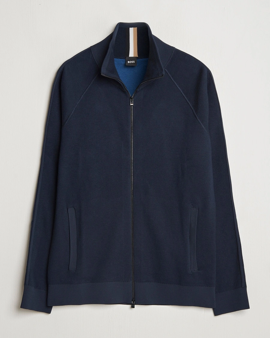 Herre | Klær | BOSS BLACK | Domico Knitted Full Zip Dark Blue