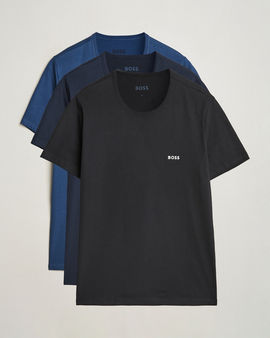 Herre | Flerpakning | BOSS BLACK | 3-Pack Crew Neck T-Shirt Blue/Black/Navy