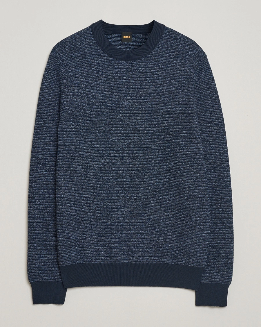 Herre | Tidsbegrenset sesongtilbud | BOSS ORANGE | Aspoki Structured Knitted Sweater Dark Blue