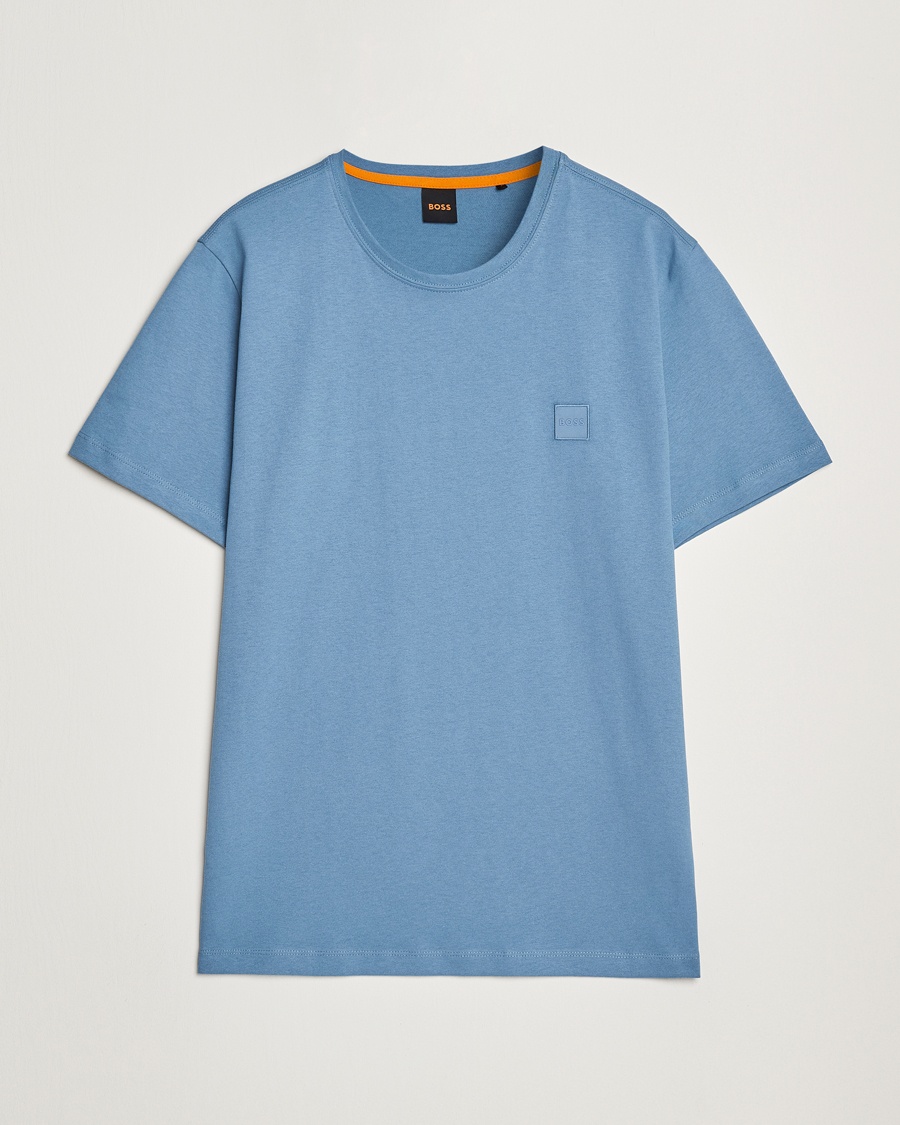 Herre | T-Shirts | BOSS ORANGE | Tales Logo Crew Neck T-Shirt Light Blue