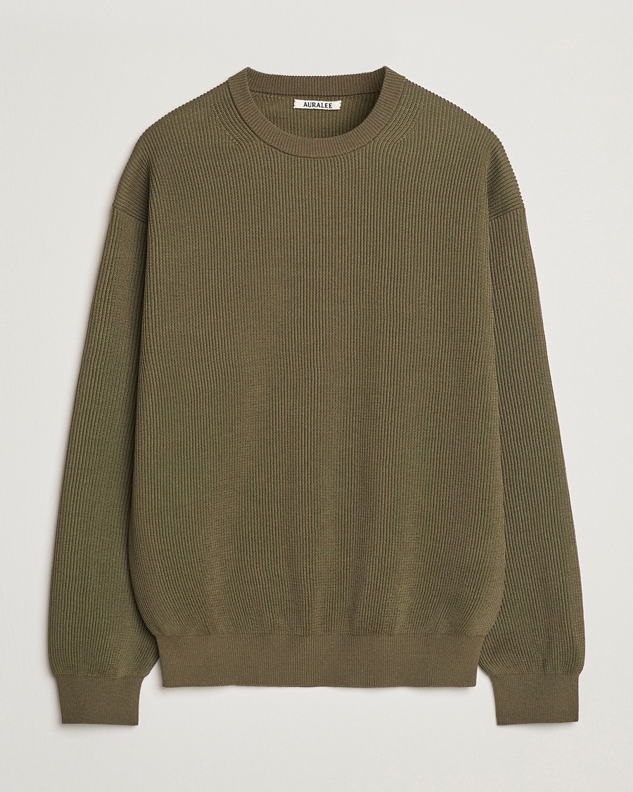 Herre | Gensere | Auralee | Cotton Rib Crew Neck Khaki
