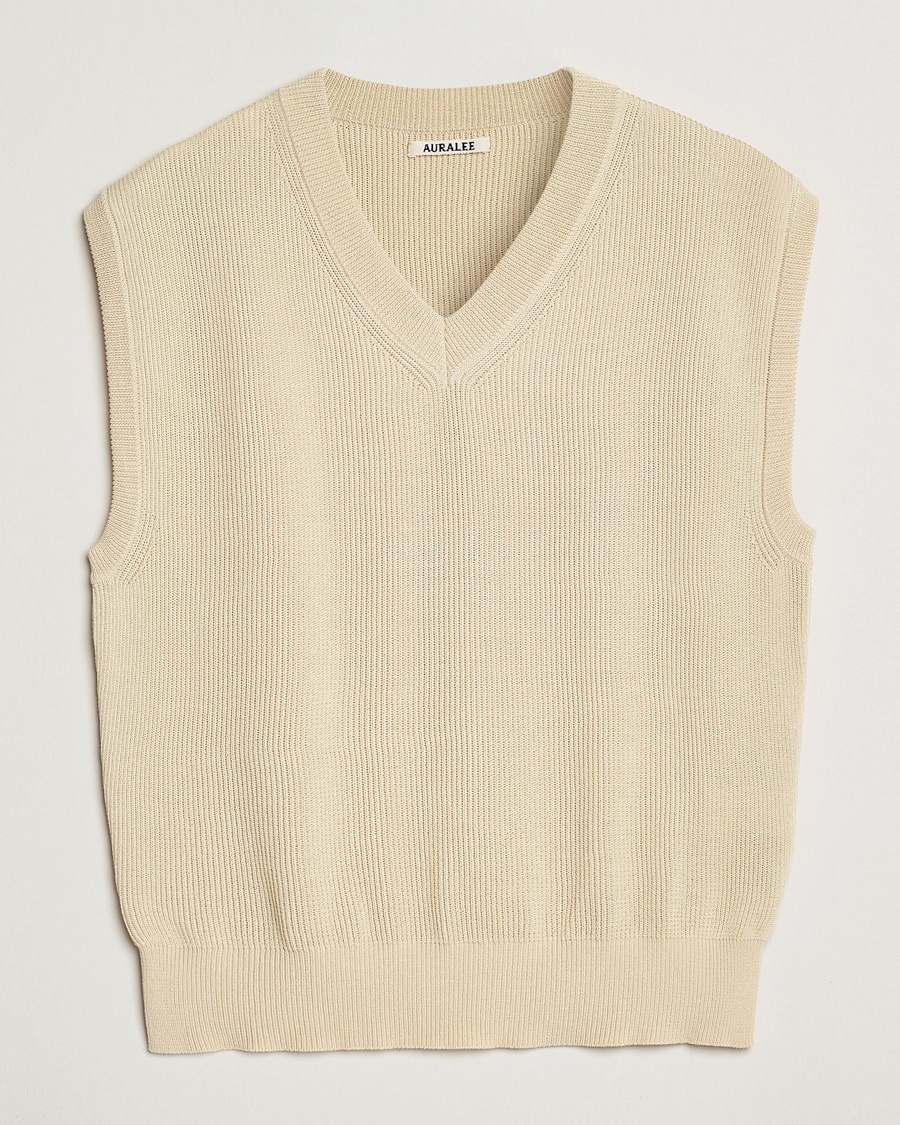 Herre | Gensere | Auralee | Rib Knit Vest Ivory