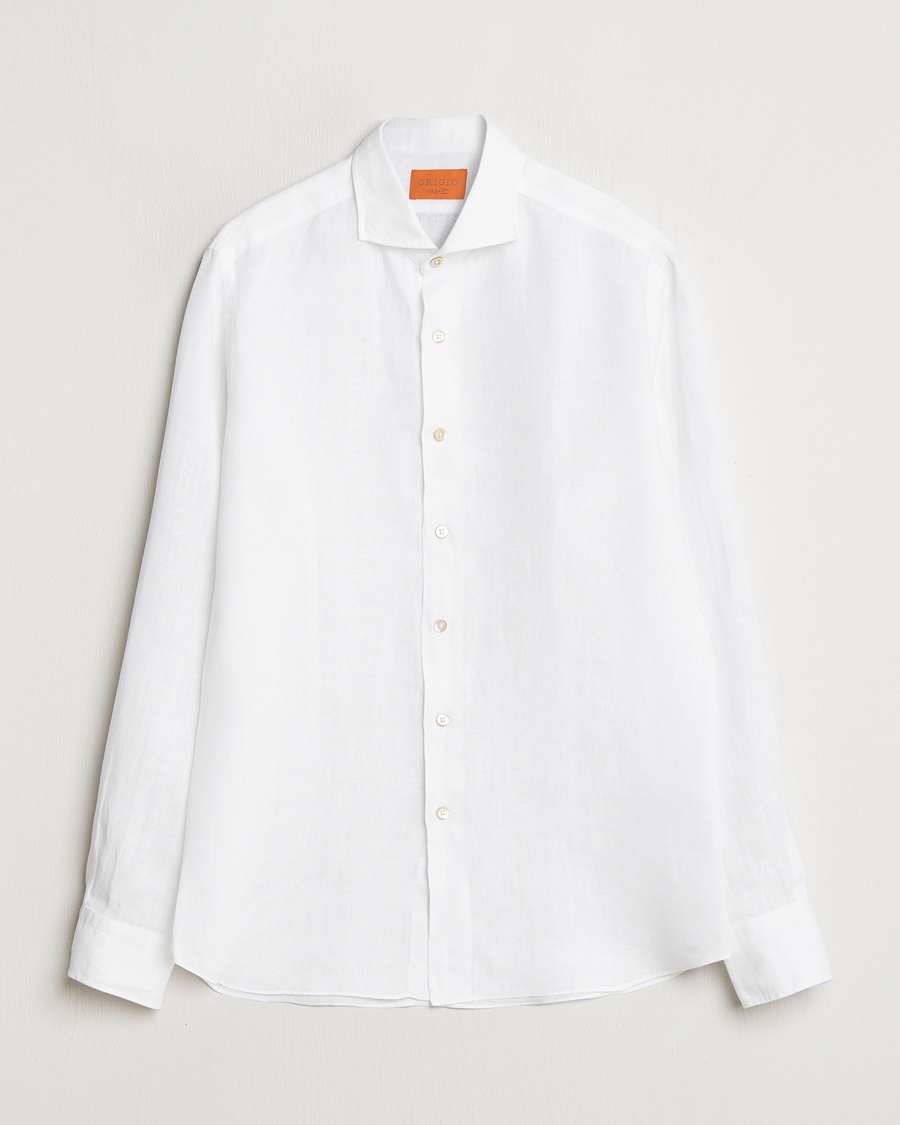 Herre | Linskjorter | Grigio | Linen Casual Shirt White