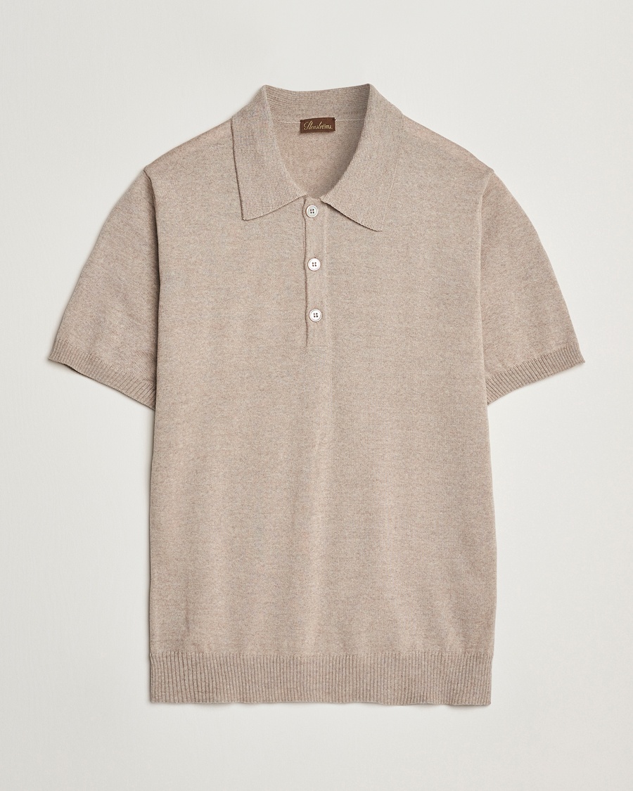 Herre | | Stenströms | Knitted Merino Polo Taupe