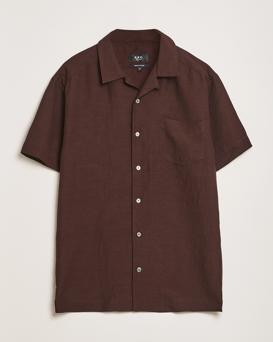 Herre | Klær | A.P.C. | Roy Woven Short Sleeve Shirt Brown