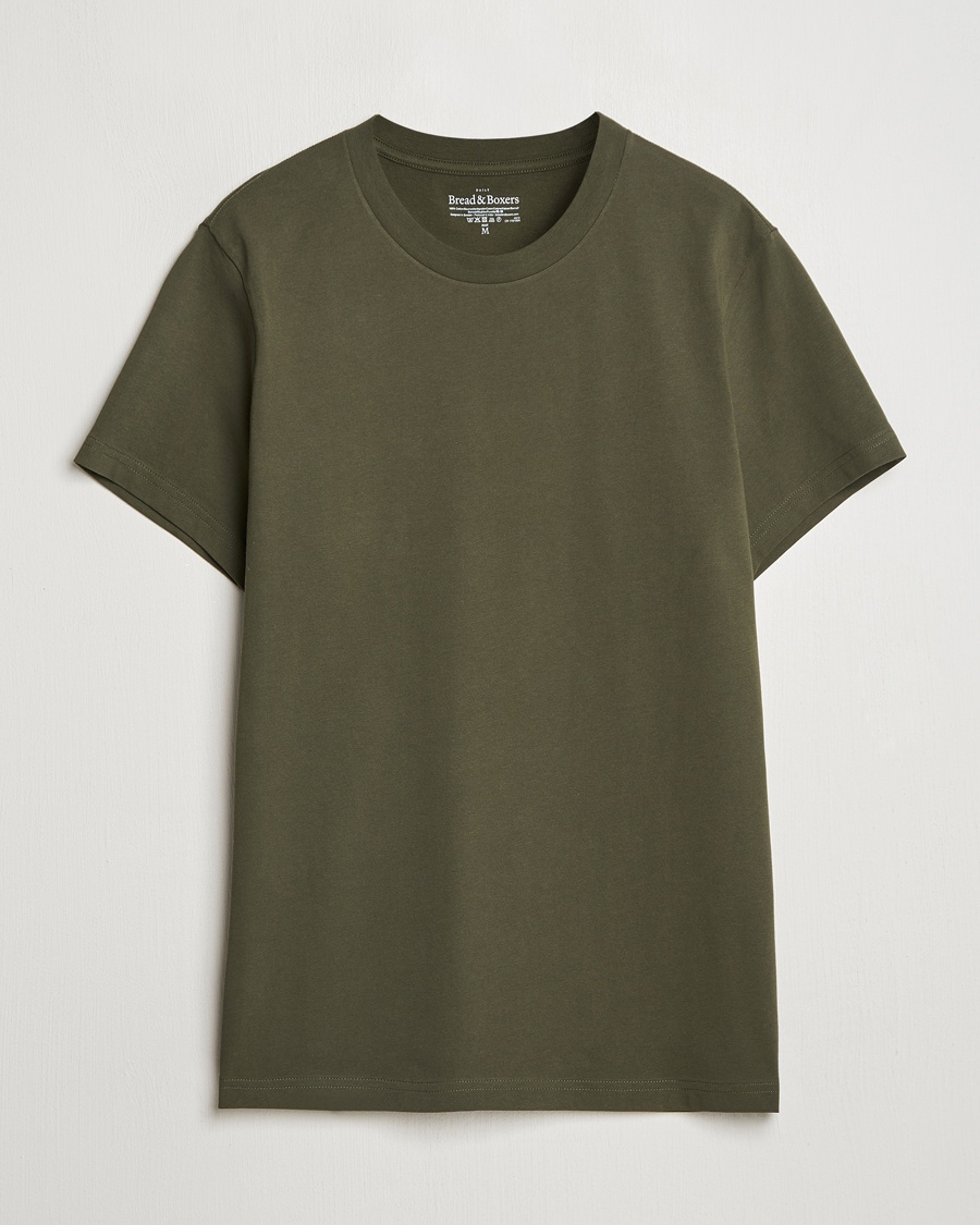 Herre |  | Bread & Boxers | Crew Neck Regular T-Shirt Dark Army Green