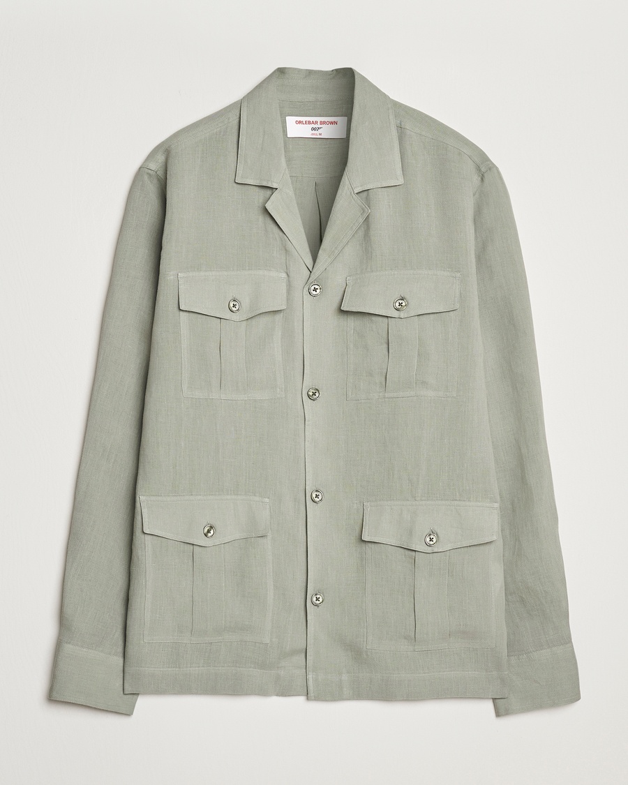 Herre | Overshirts | Orlebar Brown | Maitan Long Sleeve Golden Gun Shirt Penny Green