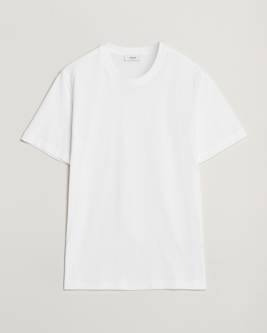 Eton Mercerized Jersey Crew Neck T-Shirt White – Hvit