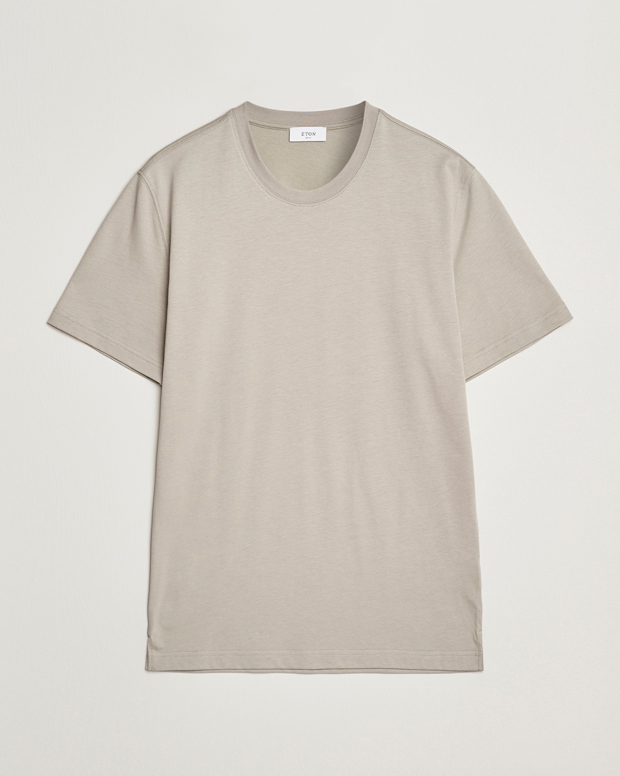 Herre | T-Shirts | Eton | Mercerized Jersey Crew Neck T-Shirt Beige