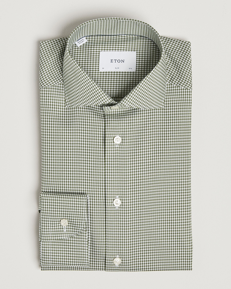 Herre | | Eton | Slim Fit Checked Signature Shirt Green/White
