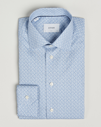 Herre | | Eton | Slim Fit Signature Twill Printed Shirt Light Blue