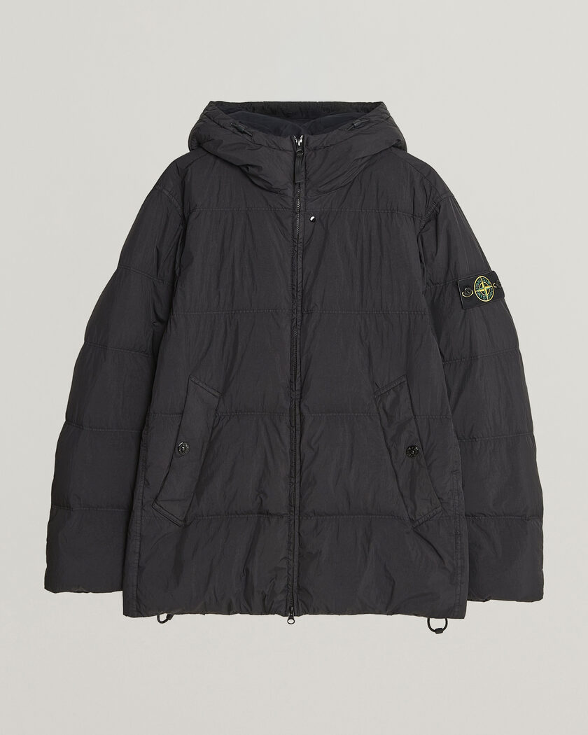 Stone Island Crinkle Reps Padded Hood Down Jacket Black – Svart