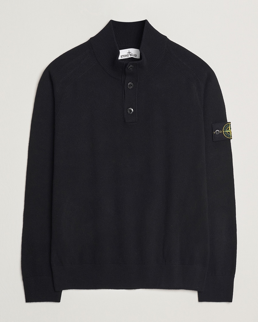 Herre | Half-zip | Stone Island | Knitted Geelong Wool Half Button Zip Black