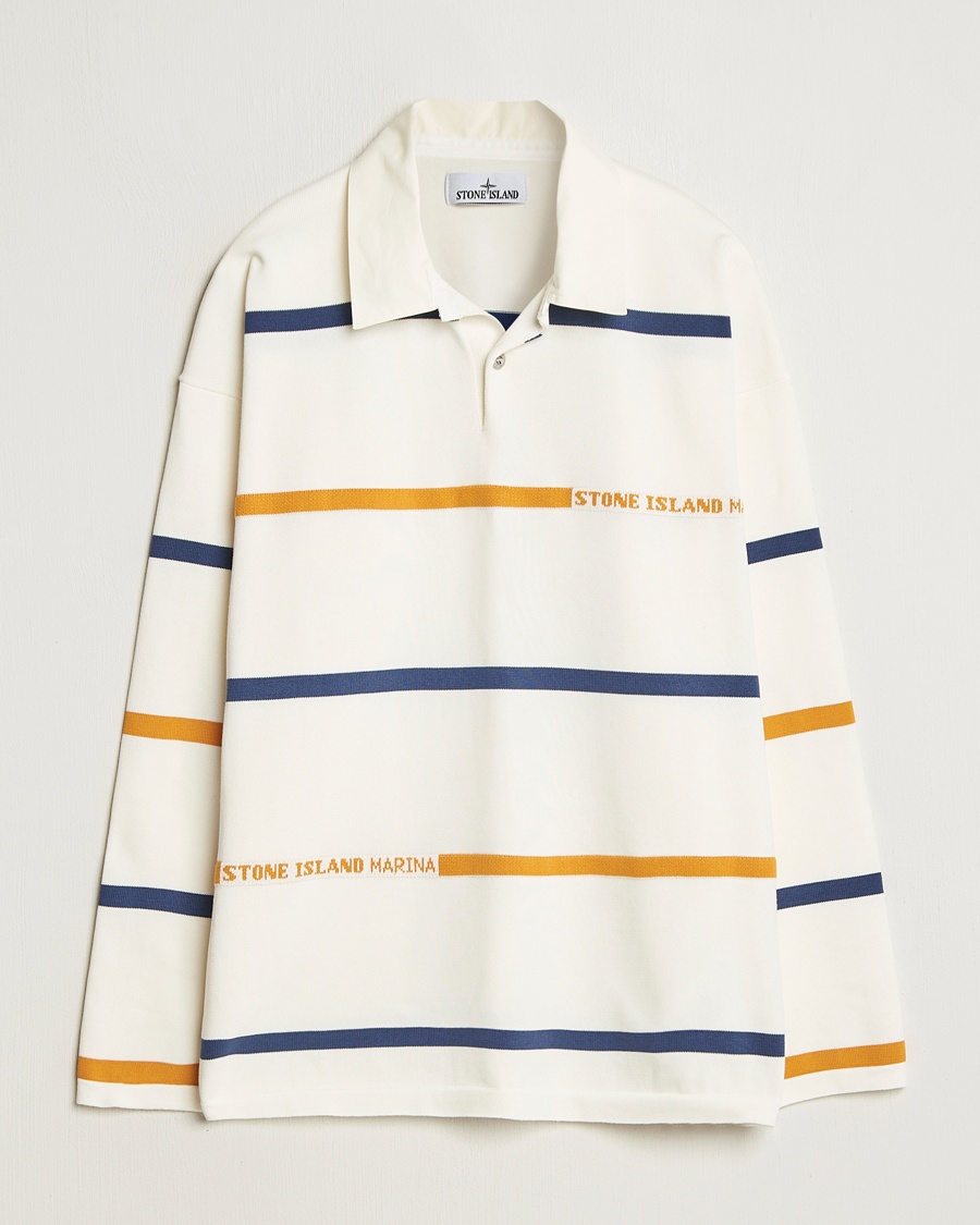 Herre | Rugbygensere | Stone Island | Marina Striped Cotton Rugby Ivory