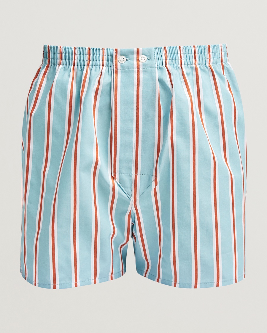Herre | Boksershorts | Derek Rose | Classic Fit Woven Cotton Boxer Shorts Turquoise