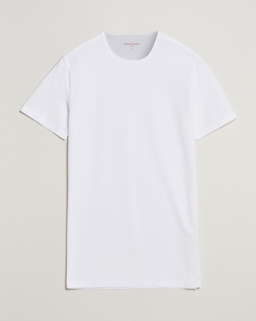 Derek Rose Pima Cotton Crew Neck T-Shirt White – Hvit