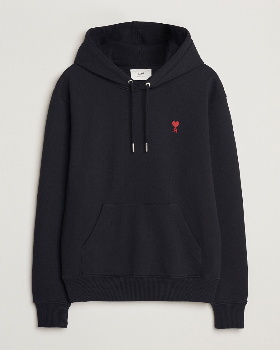 AMI Heart Logo Hoodie Black – Svart