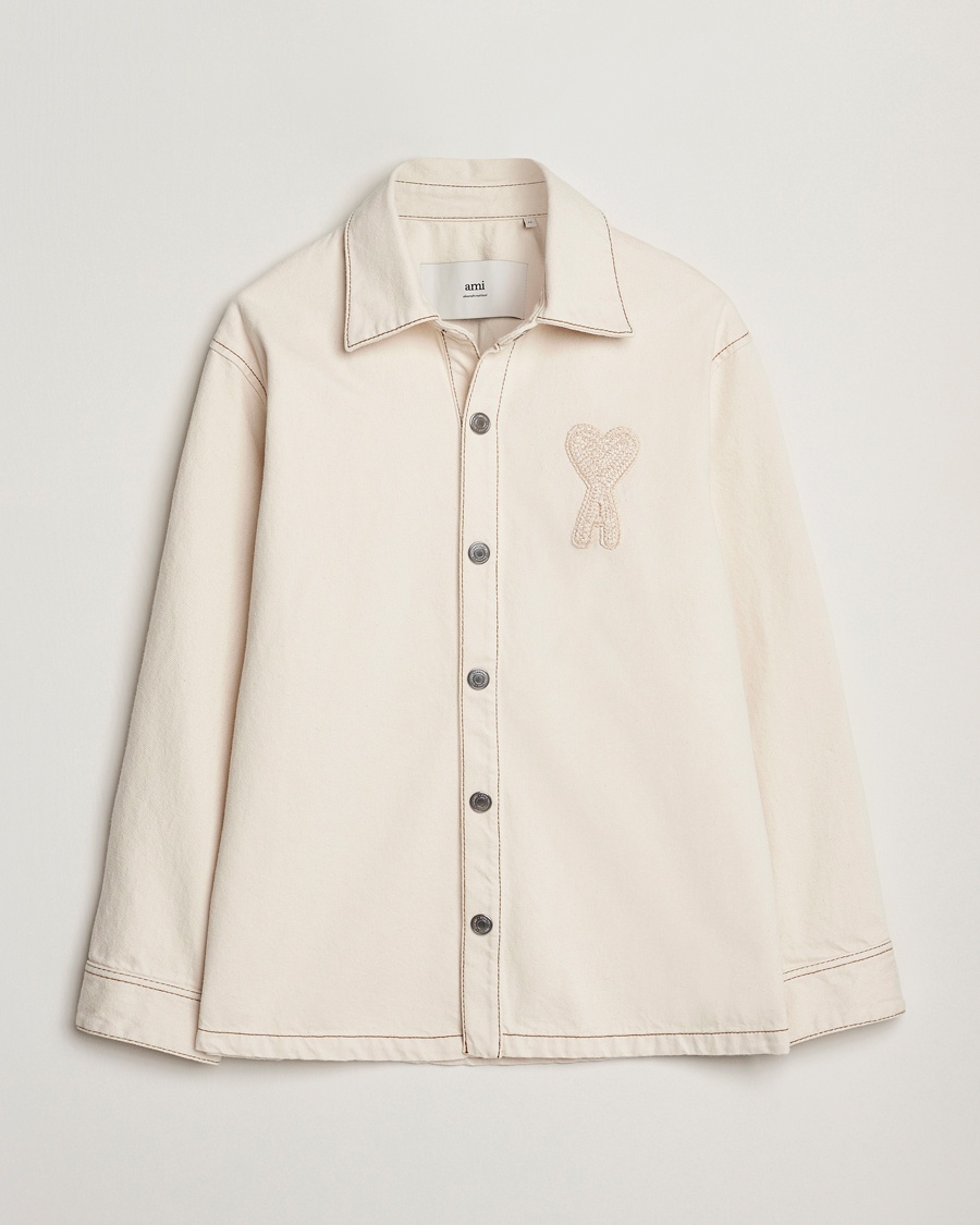 Herre | Moderne jakker | AMI | Patch Embroidered Overshirt White Cream