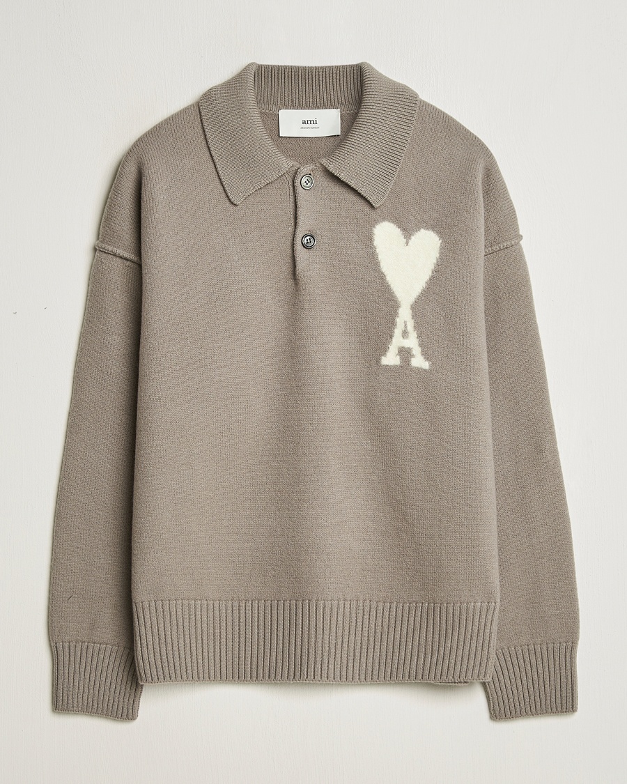 Herre | Gensere | AMI | Big Heart Wool Polo Ash