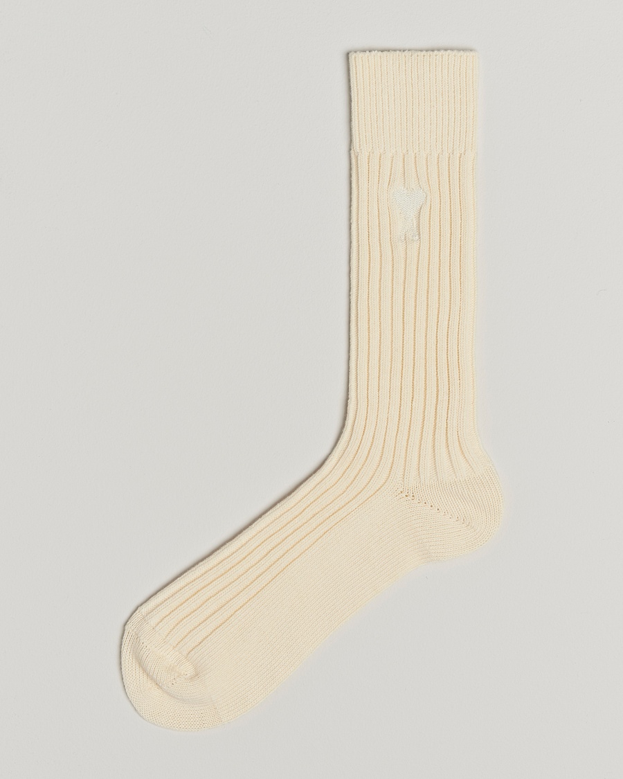 Herre | Sokker | AMI | Logo Ribbed Sock Off White